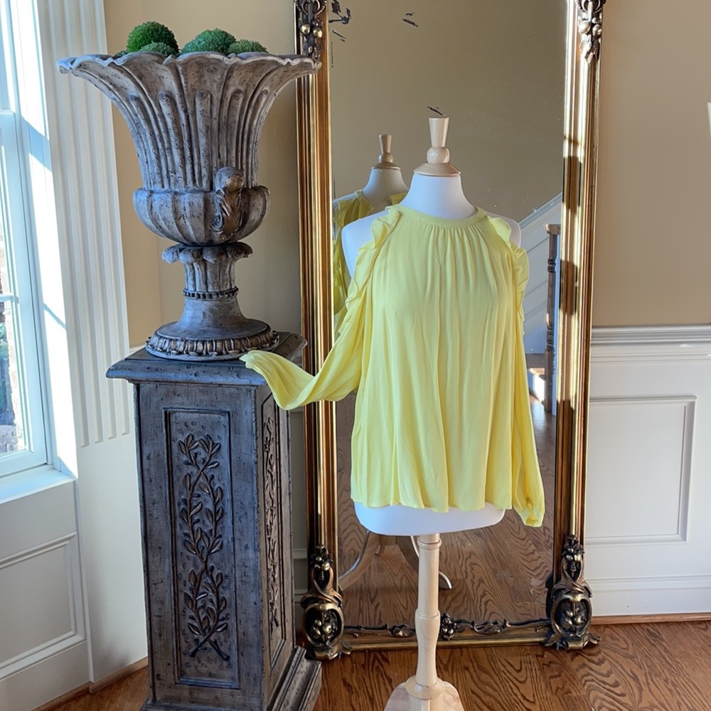 Lemon Chiffon Cold Shoulder Blouse! - image 1